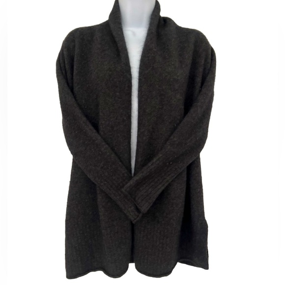 100% pure Cashmere gray black sweater cardigan medium old money sophisticated - Picture 1 of 2